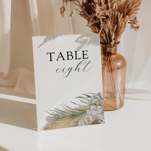 Boho Pampas Grass Wedding Table Number