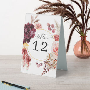 Boho Pampas Grass Wedding Table Numbers