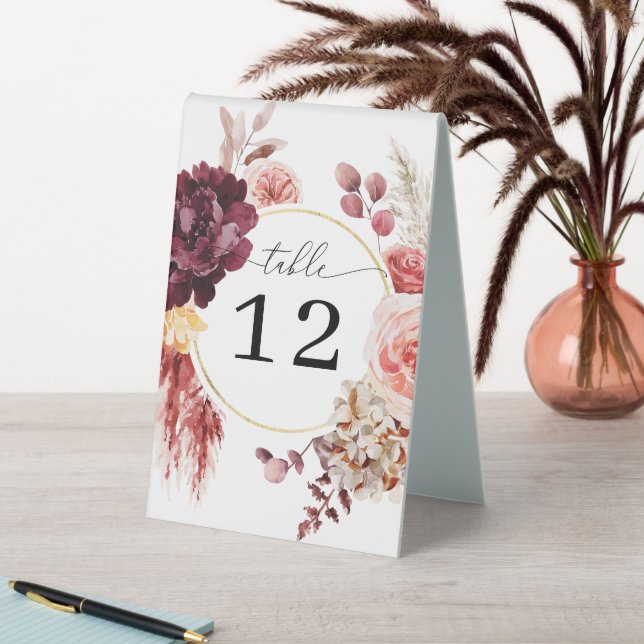 Boho Pampas Grass Wedding Table Numbers (In SItu (Table))