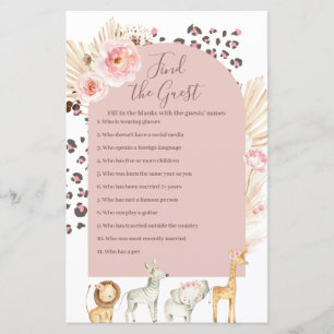 Boho Pampas Grass Wild Animals Find the Guest game