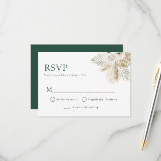 boho pampas greenery wedding rsvp card