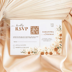 Boho Pampas lilies & Eucalyptus QR Wedding RSVP Card