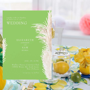 Boho Pampas Lime Green Together with Wedding Invitation