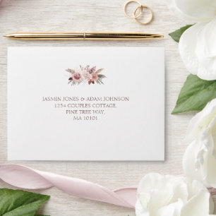 Boho Pampas Neutral Floral Wedding Envelope