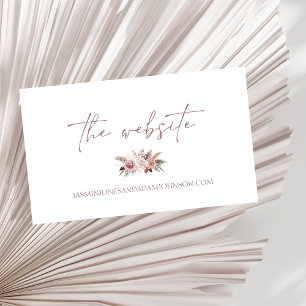 Boho Pampas Neutral Floral Wedding Website Enclosure Card