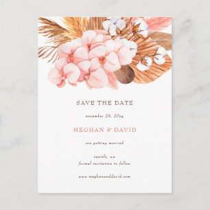 Boho Pampas Orchids Cotton Blush Save The Date Announcement Postcard