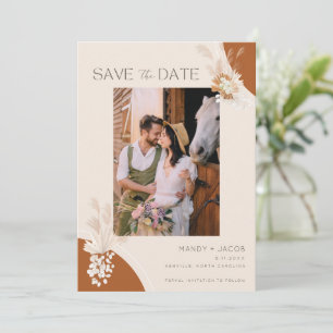 Boho Pampas Photo Bohemian Wedding Save The Date
