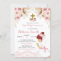 Boho Pampas Red Hair Girl First Communion