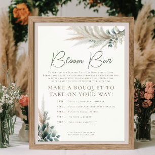 Boho Pampas Sage Green Baby Shower Bloom Bar Sign