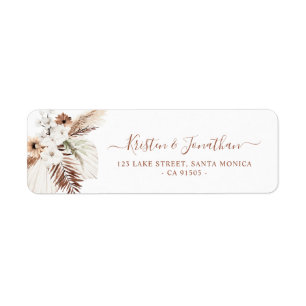Boho Pampas Terracotta Return Address Label 