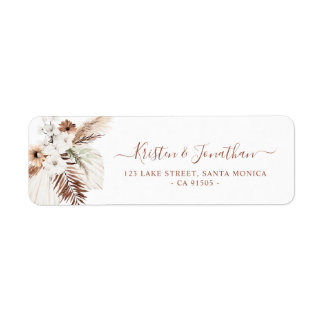 Boho Pampas Terracotta Return Address Label 
