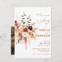 Boho Pampas Terracotta Wedding Invitation MEDINA