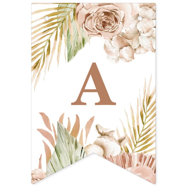 Boho Pampas Tropical Dried FlowerS Bunting (Sixteenth Flag)