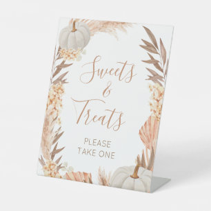 Boho Pampas white Pumpkin  Sweets & Treats sign