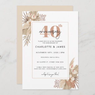 Boho Pampass Grass 40th wedding anniversary Invitation