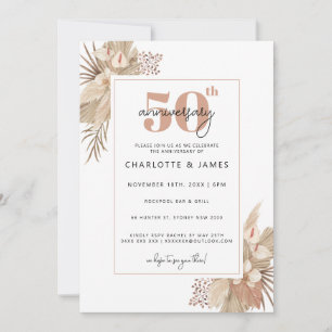 Boho Pampass Grass 50th wedding anniversary Invitation
