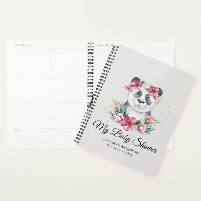 Boho Panda Bear Baby Shower Planner Flowers (Display)