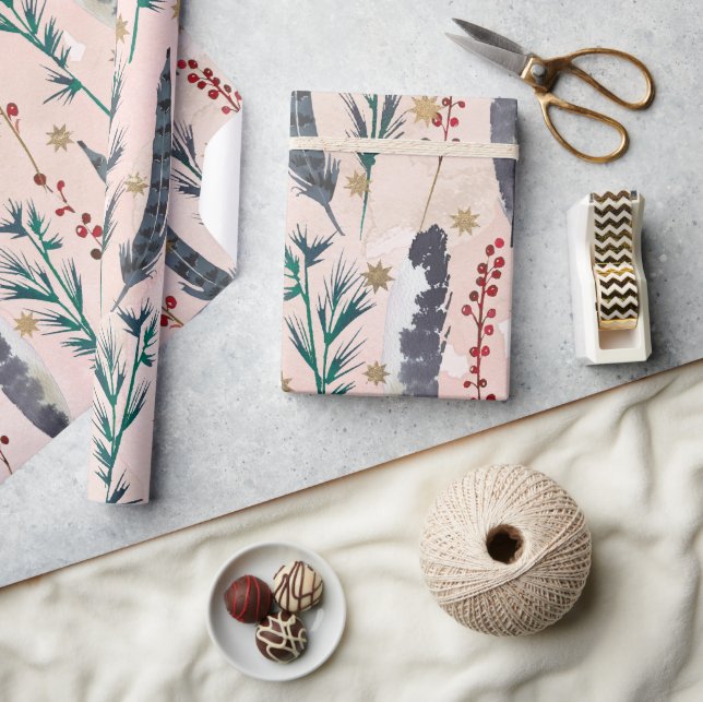 Boho pastel Christmas pattern Wrapping Paper (Crafts)