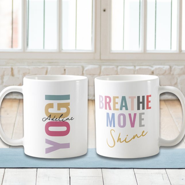Boho Pastel Colour Yogi With Name Motivation Quote Coffee Mug (Creator Uploaded)