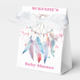 Boho Pastel Feathers Dreamcatcher Girl Baby Shower Favour Box