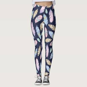 Boho Pastel Feathers Leggings