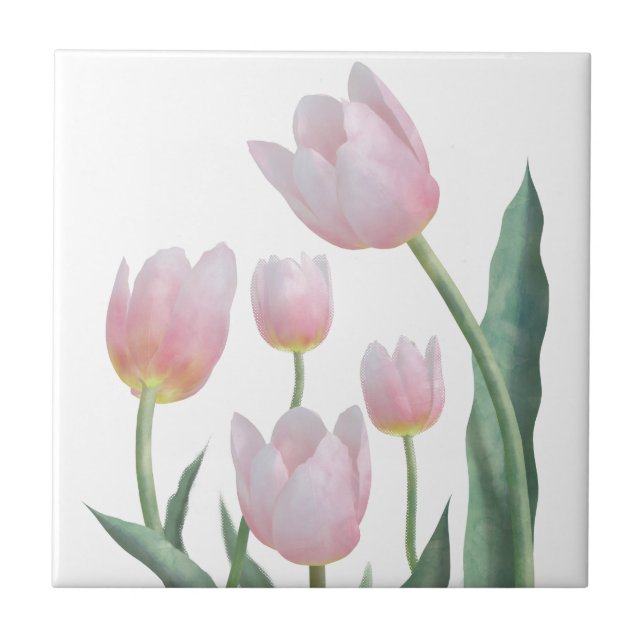 Boho Pastel Floral Ceramic Tile (Front)