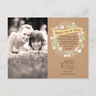 Boho Pastel Floral Wreath Rustic Wedding Postcard