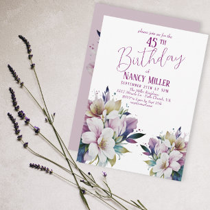 Boho Pastel Flowers 45th Birthday Invitation