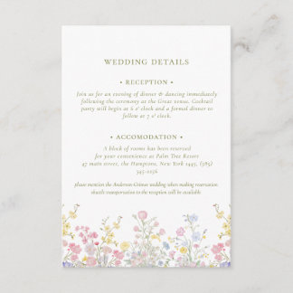 Boho Pastel flowers Elegant Calligraphy Wedding  E Enclosure Card