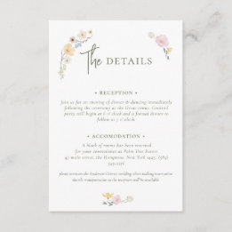 Boho Pastel flowers Elegant Calligraphy Wedding E Enclosure Card