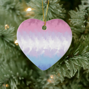 Boho Pastel Fluffy Abstract Bigender Pride Flag Ceramic Ornament