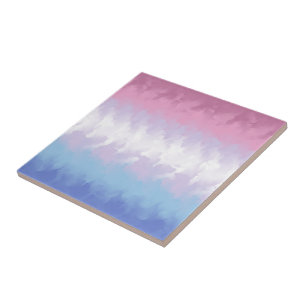 Boho Pastel Fluffy Abstract Bigender Pride Flag Ceramic Tile
