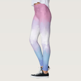 Boho Pastel Fluffy Abstract Bigender Pride Flag Leggings
