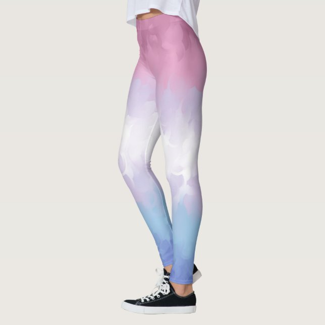 Boho Pastel Fluffy Abstract Bigender Pride Flag Leggings (Left)