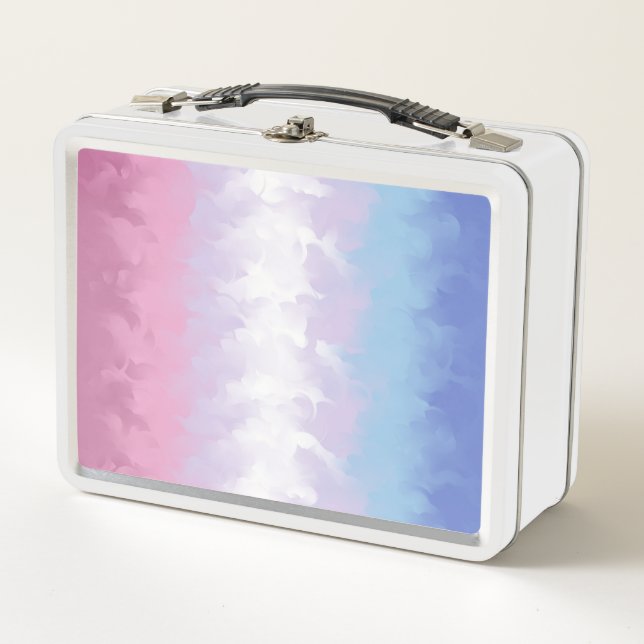 Boho Pastel Fluffy Abstract Bigender Pride Flag Metal Lunch Box (Front)