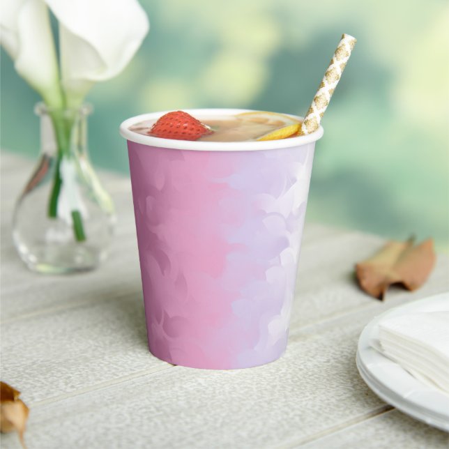 Boho Pastel Fluffy Abstract Bigender Pride Flag Paper Cups (Insitu)