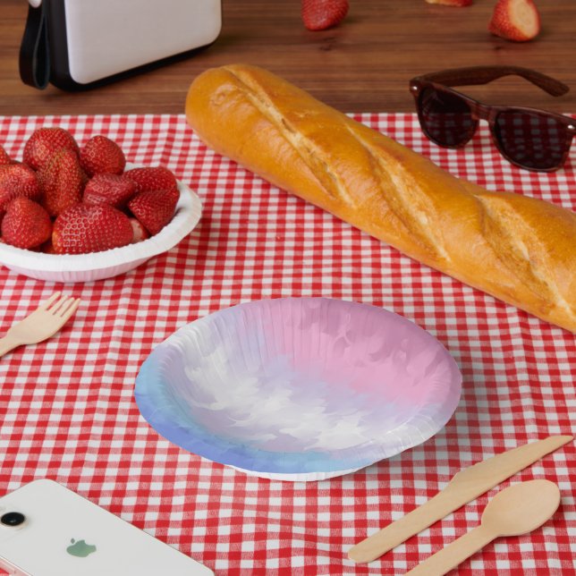 Boho Pastel Fluffy Abstract Bigender Pride Flag Paper Plate (Picnic)