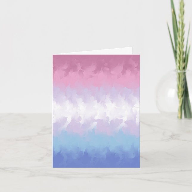 Boho Pastel Fluffy Abstract Bigender Pride Flag Thank You Card (Front)