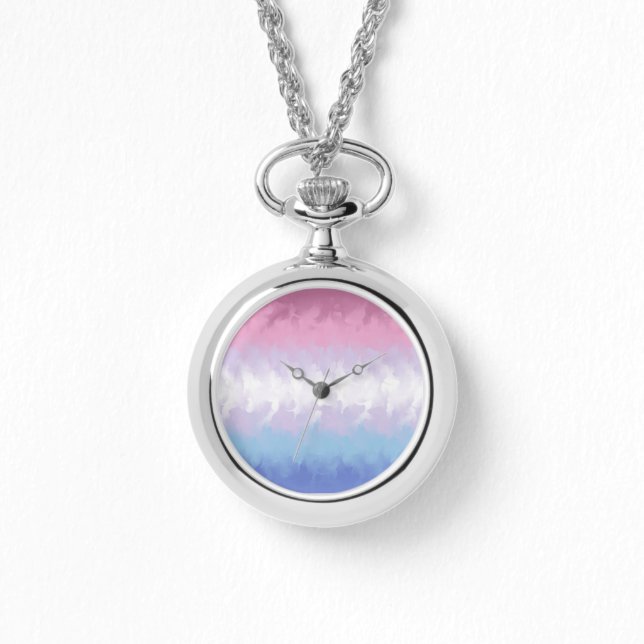 Boho Pastel Fluffy Abstract Bigender Pride Flag Watch (Front)