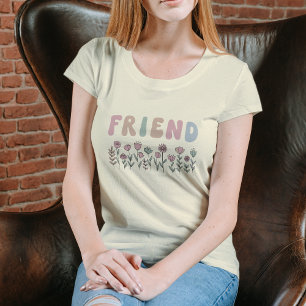 Boho Pastel Friend Floral Word Art Tri-Blend Shirt