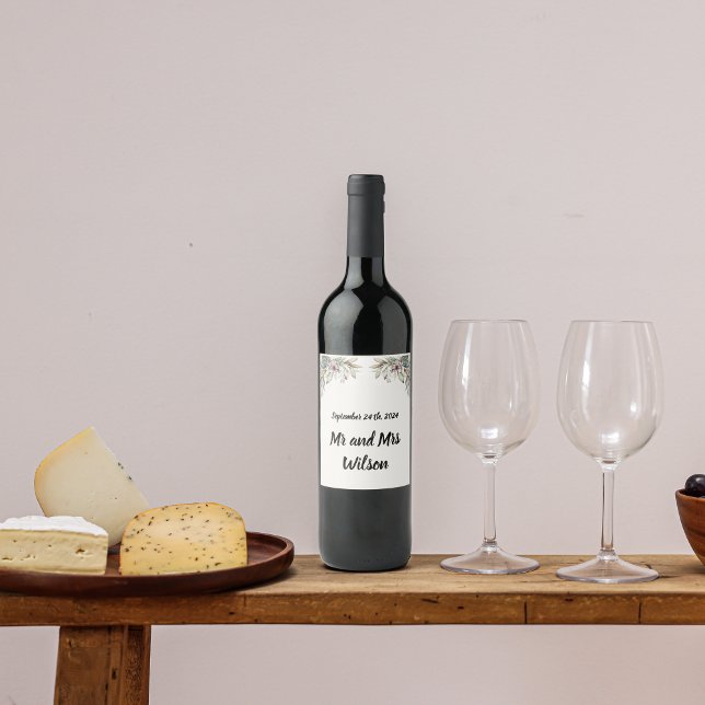 BOHO Pastel Garden Colours Wedding Wine Label  (Creator Uploaded)