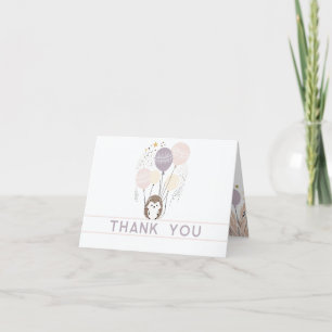 Boho Pastel Hedgehog and Balloons Thank You Card