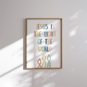 Boho pastel Jesus is the light of the world poster