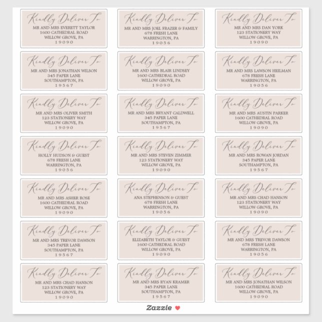 Boho Pastel Peach Wedding Guest Address Labels (Sheet)