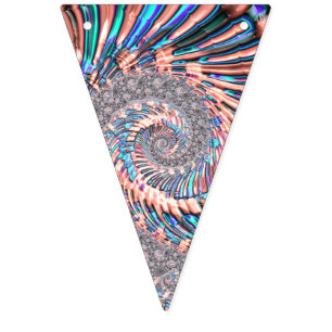 Boho Pastel Pink and Blue Spiral Abstract Fractal Bunting