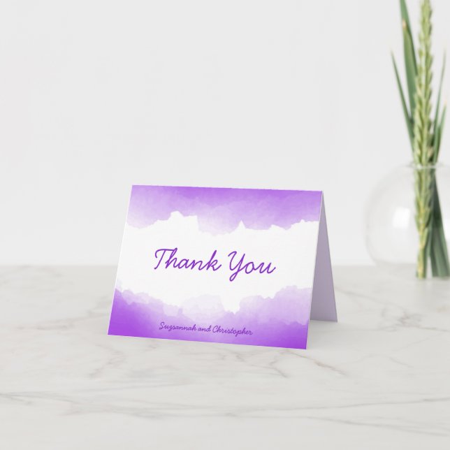 Boho Pastel Purple Ombre Watercolor Personalised Thank You Card (Front)