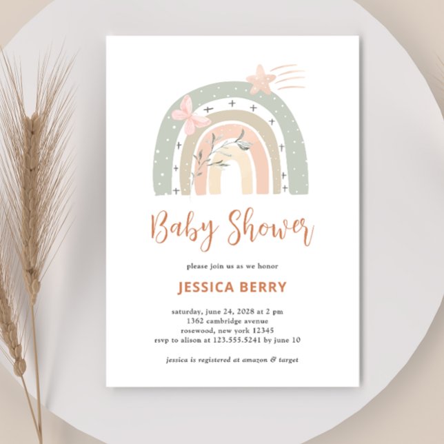 Boho Pastel Rainbow Baby Shower Invitation (Creator Uploaded)
