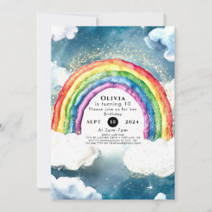 Boho Pastel Rainbow Birthday Invitation