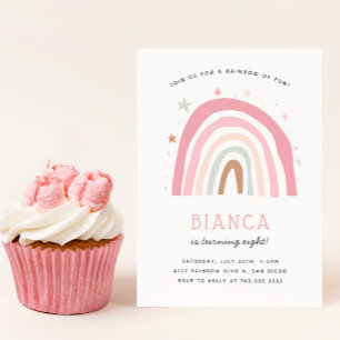 Boho Pastel Rainbow Girl's Birthday Party Invitation