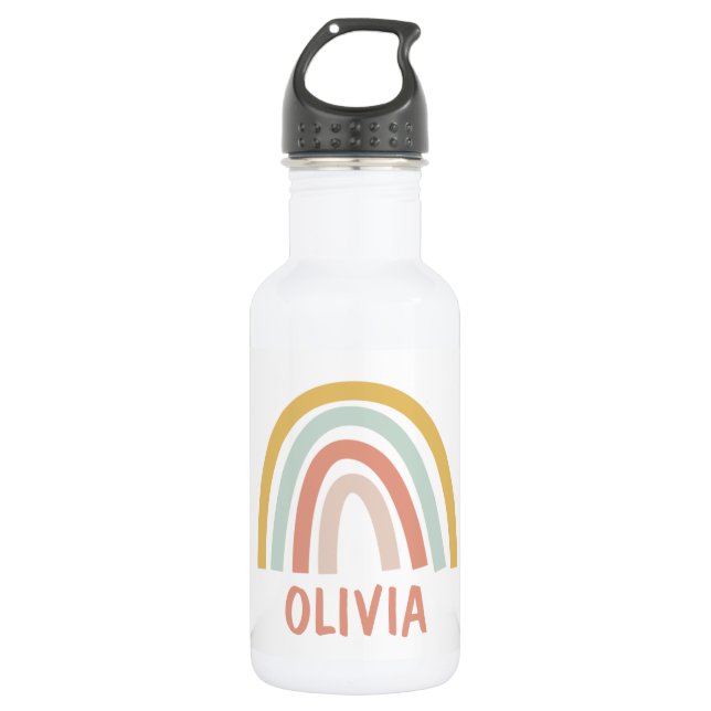 Boho Pastel Rainbow Personalised 532 Ml Water Bottle (Front)